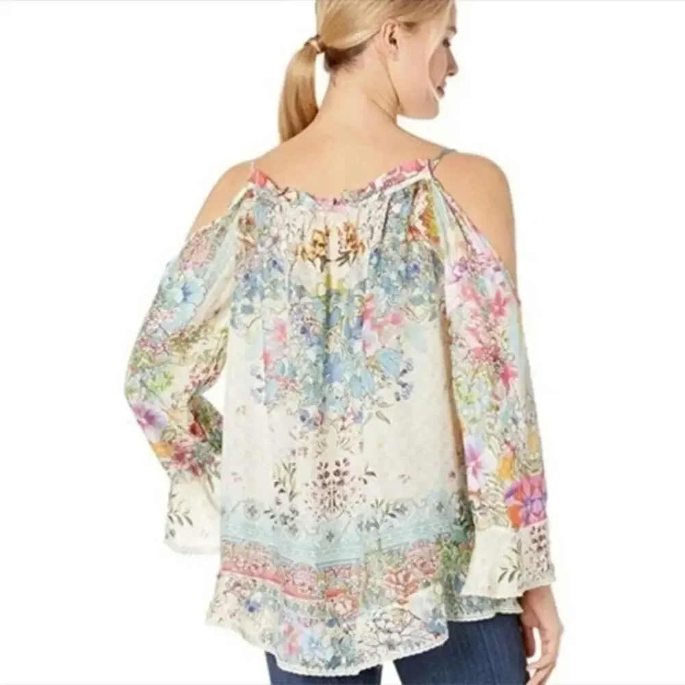 Johnny Was Daria Silk Blouse, Boho Chic, 100% silk, vacation, resort, Medium - Picture 2 of 11